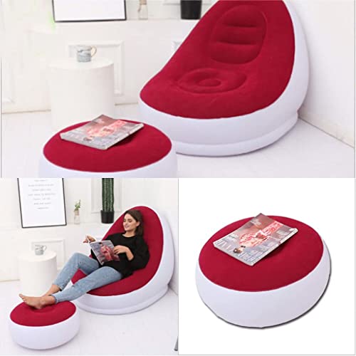 Whitecloud TRANSFORMING HOMES Polyvinyl Chloride Inflatable Air Chair With Footrest Stool Furniture (116 X 98 X 83 Cm, Maroon) - Image 3