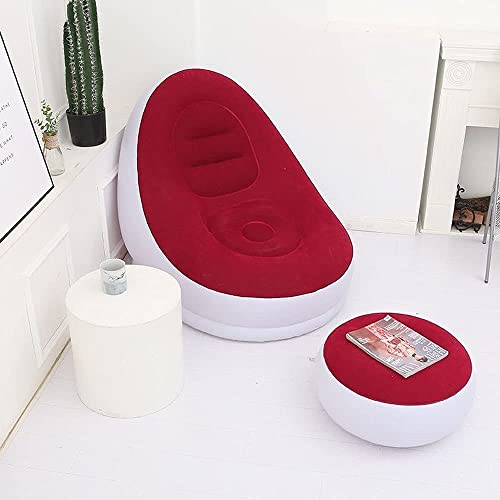 Whitecloud TRANSFORMING HOMES Polyvinyl Chloride Inflatable Air Chair With Footrest Stool Furniture (116 X 98 X 83 Cm, Maroon) - Image 2