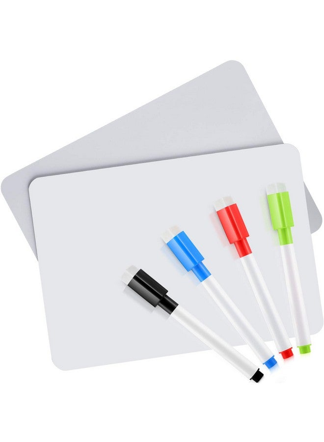2 Pieces Dry Erase White Board Double Sided Reusable Whiteboards With 4 Markers In 4 Colors, Portable Learning Writing Board Set For Teachers, Students, Class Reward 8.3 X 11.8 Inch (Over 6 Years)