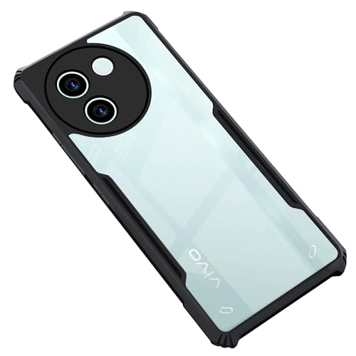CEDO Backcover for Vivo V30e (5G) | Camera Protection Shockproof Bumper-Edge | Acrylic Crystal Clear 360 Degree Protection TPU+PC | Transparent Eagle Back Case Cover (Black) - Image 1