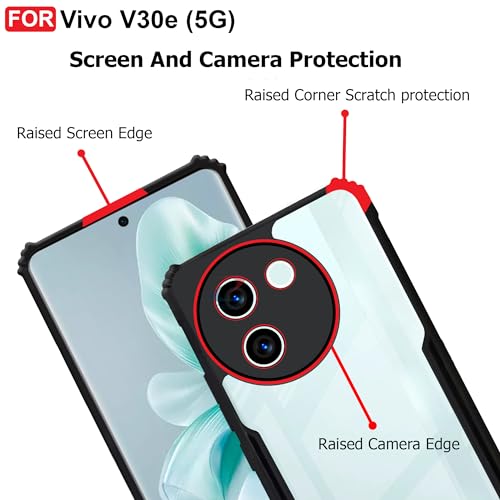 CEDO Backcover for Vivo V30e (5G) | Camera Protection Shockproof Bumper-Edge | Acrylic Crystal Clear 360 Degree Protection TPU+PC | Transparent Eagle Back Case Cover (Black) - Image 4