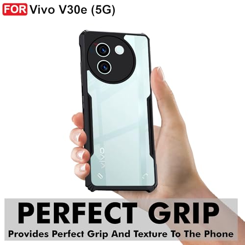 CEDO Backcover for Vivo V30e (5G) | Camera Protection Shockproof Bumper-Edge | Acrylic Crystal Clear 360 Degree Protection TPU+PC | Transparent Eagle Back Case Cover (Black) - Image 2