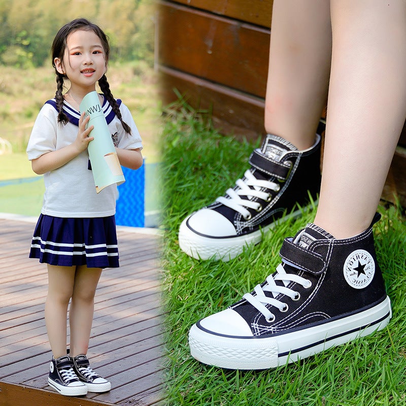 Children'S High-Top Canvas Shoes Kids Kindergarten Indoor Boys' Cloth Shoes Girls' Korean Style Spring Children'S Shoes - Image 3