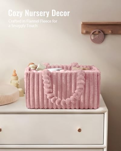 Blissful Diary Flannel Diaper Caddy Organizer included Gift Packaging Cozy Nursery Storage Basket Gift for Baby Shower Newborn Essentials Blush Pink - Image 3