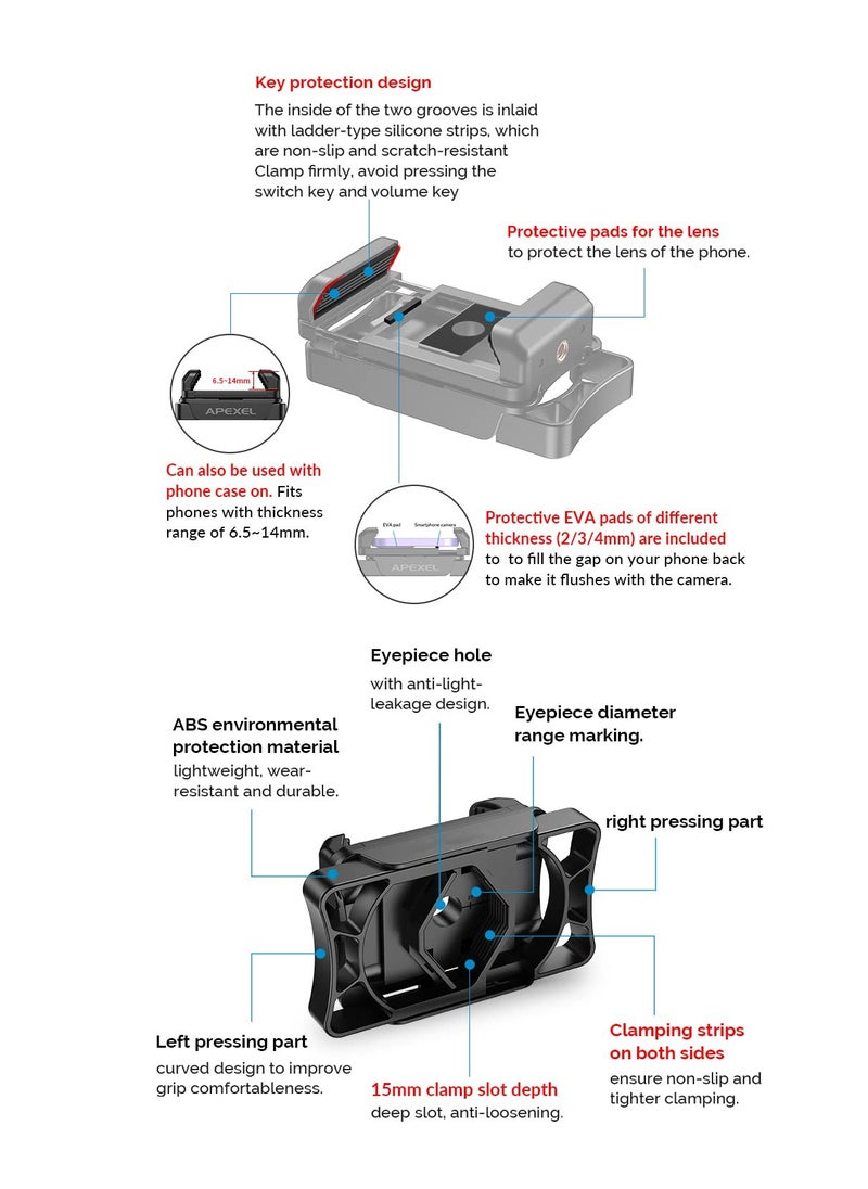 SYOSI - SYOSI Telescope Adapter, Phone Adapter Mount Working with Spotting Scopes & Binoculars & Monocular & Telescope & Microscope Fits Almost All Optical Equipment and Smartphones on the Market - Image 1