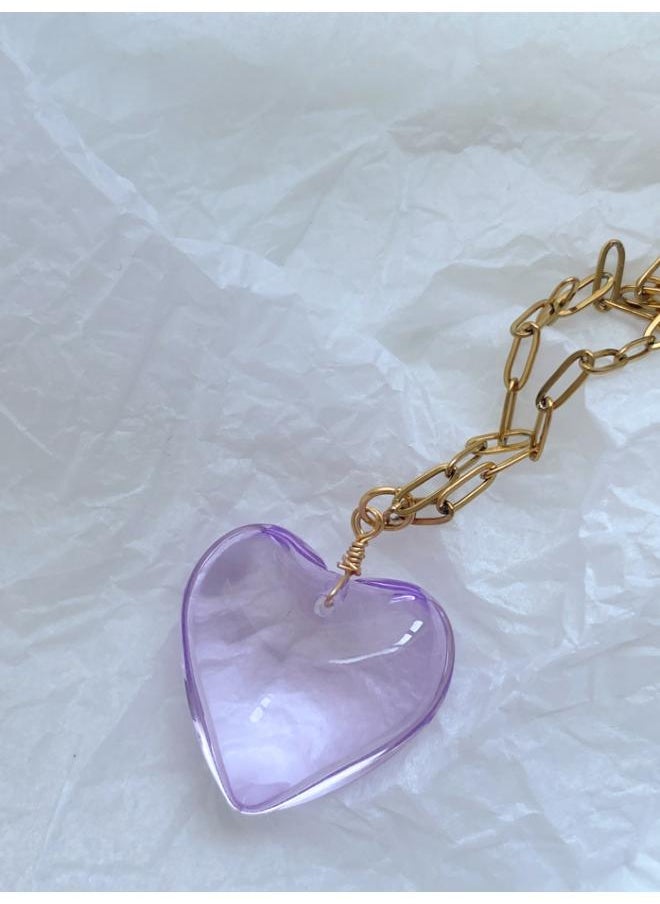 NIBEMINENT European And American Summer Color Love Pendant Stackable Spice Girl Necklace Dopamine Chocker Collar Y2k Style 
