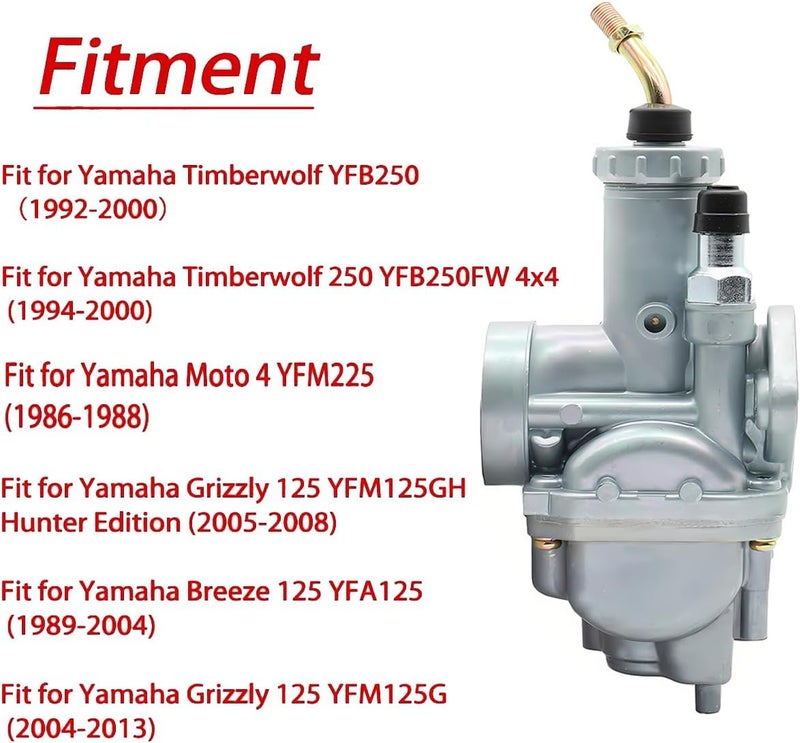 CDZWJ CDZ 250 Carburetor Kit with Air Filter, Oil Filter, and Fuel Gas Petcock for Yamaha Timberwolf YFB 250 (1992-2000) - Image 5