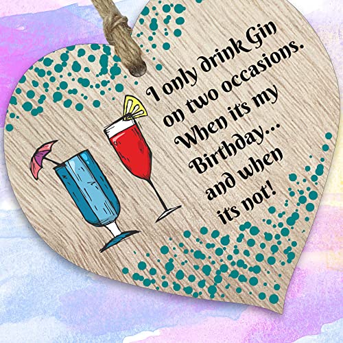 Stuff4 I Only Drink Gin Wall Decor - Hanging Wooden Heart Sign, Fun Birthday Keepsake, Miniatures Gift Set for Home Bar by Stuff4 - Image 2