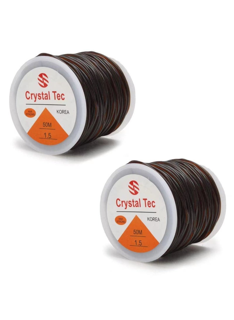SYOSI 2Pack 1.5mm Elastic String, Jewelry Cord, Bracelet Rope Crystal Beading Cords, Transparent Beaded Line, Can Easily Pass Through Jewelry, Suitable for DIY Making Premium Cords 164ft Total(Brown) - Image 1