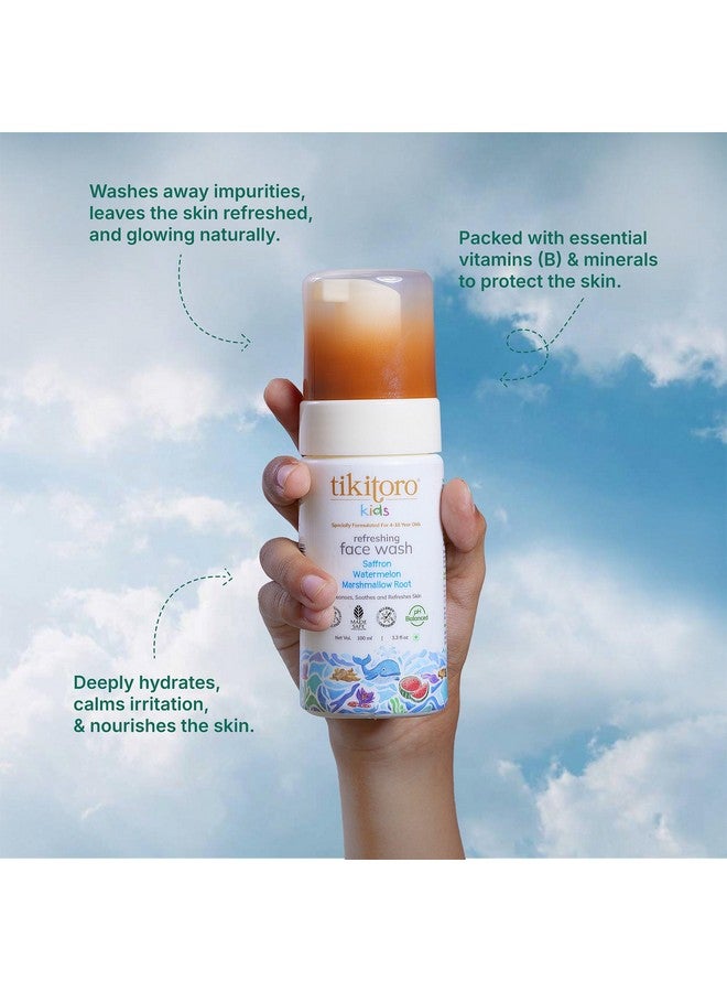 Tikitoro Kids Refreshing face wash| Pediatrician Approved | 100% Vegan with Saffron, Watermelon and Marshmallow Root | Cleanses, Purifies & Moisturises Skin | No Parabens & Sulphates (100 ml) - Image 3