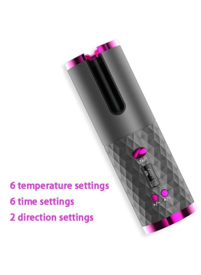 جهاز تجعيد شعر أوتوماتيكي لاسلكي – مكواة تجعيد محمولة قابلة للشحن USB مع شاشة LCD وبطارية 5000 مللي أمبير - Image 5