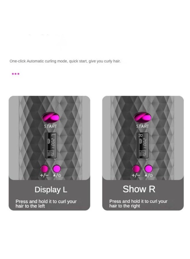 جهاز تجعيد شعر أوتوماتيكي لاسلكي – مكواة تجعيد محمولة قابلة للشحن USB مع شاشة LCD وبطارية 5000 مللي أمبير - Image 3