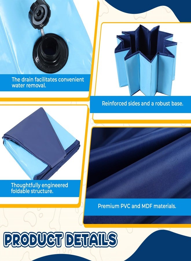 FLKQC Whelping Pen for Dogs, Foldable Birthing Pool for Dogs, Whelping Box for Dogs and Puppies, Poartable Plastic Swimming Pool & Bath Tub for Dogs (Blue) (39.4” Dia. × 11.8” H (100cm × 30cm)) - Image 3