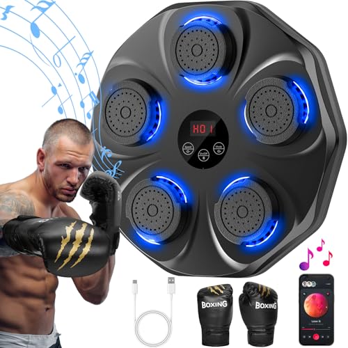 TGLLM Music Boxing Machine Interactive Punching Trainer with Boxing Gloves Large Size Wall Mounted Electronic Boxing Target for Adult Kids 9 Modes 9 Speeds - Image 1
