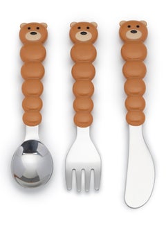 melii Utensil Set - Brown Bear And Blue Sharks, 6 Pieces  - Image 2