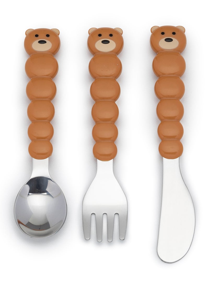 melii - Utensil Set - Brown Bear And Blue Sharks, 6 Pieces - Image 1