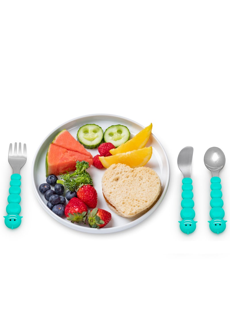 melii - Utensil Set - Brown Bear And Blue Sharks, 6 Pieces - Image 1