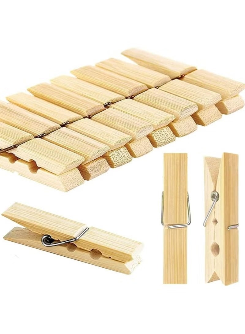Xpert Wooden Clothespins Natural Bamboo Clothes Pegs Anti Rust and Moisture Resistant Wooden Craft Pins Durable Clothing Clips with Strong Grip Holders for Laundry Cloth Drying 7cmx1.2cm, Pack of 24 Pieces - Image 2
