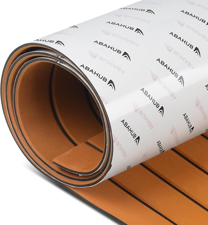 Abahub Self-Adhesive Boat Flooring | EVA Foam Marine Boat Decking, Faux Teak Trimmable Sheet, Non-Slip and Comfortable For Motor Pontoon Jon Boats RV - Image 1