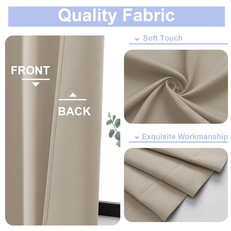 Simplebrand Ava Biscotti Beige Blackout Curtains for Bedroom 84 Inch Length 2 Panels Set, Solid Thermal Insulated Privacy Nursery Window Treatment Curtains Blackout Drapes, W40 x L84 Inch - Image 3