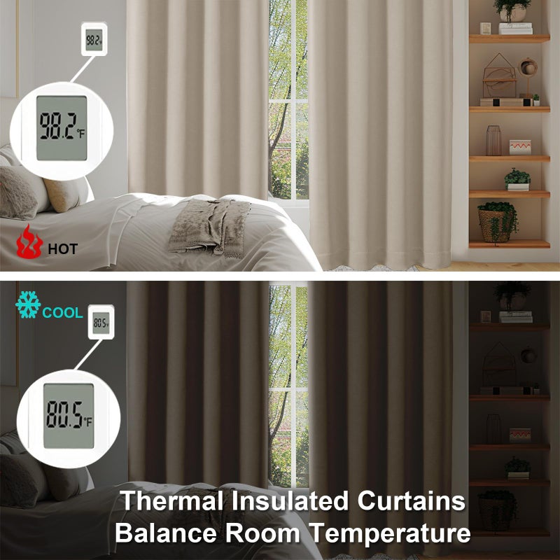 Simplebrand Ava Biscotti Beige Blackout Curtains for Bedroom 84 Inch Length 2 Panels Set, Solid Thermal Insulated Privacy Nursery Window Treatment Curtains Blackout Drapes, W40 x L84 Inch - Image 5