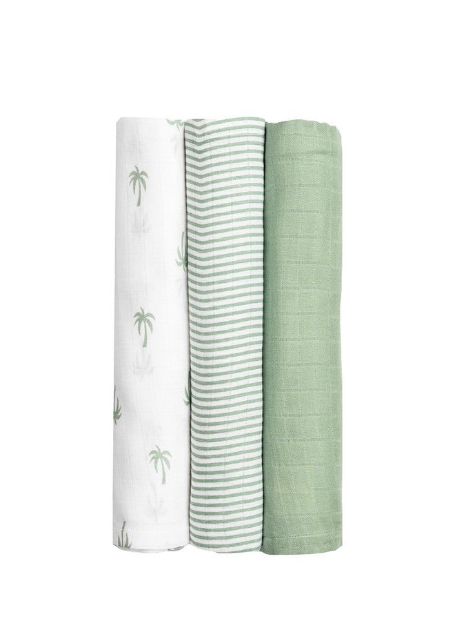 Masilo 100% Organic Cotton Muslin Swaddle Wrap/New Born/Multiuse Lightweight/Multi Pack Gift Set/Soft Breathable Combo Pack/Pack of 3/40 x 40 in - Palm - Image 1