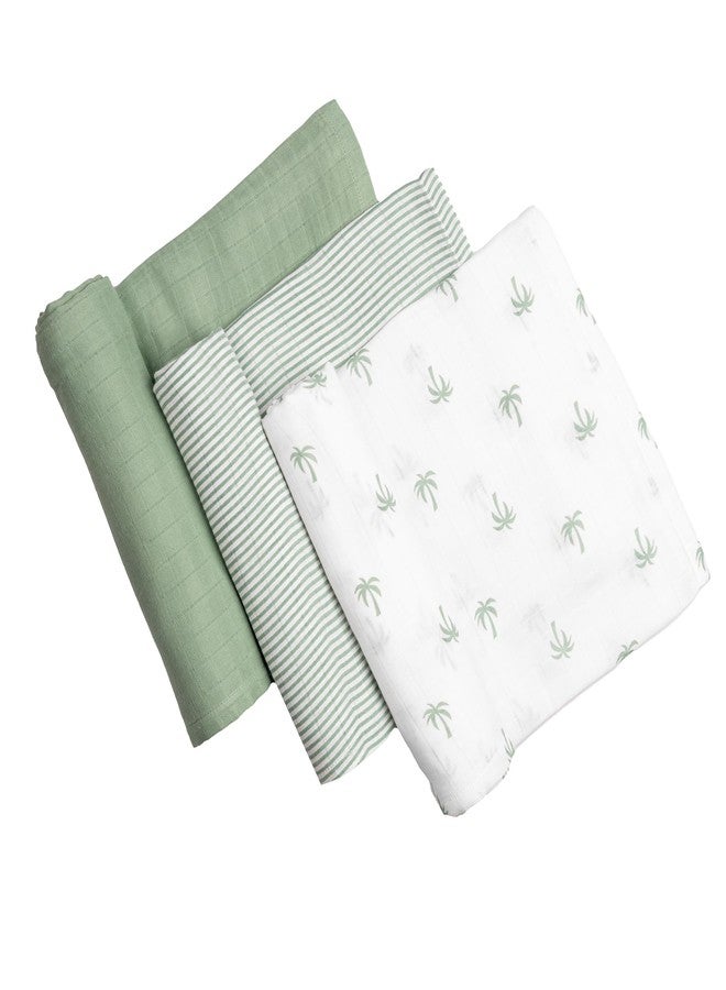 Masilo 100% Organic Cotton Muslin Swaddle Wrap/New Born/Multiuse Lightweight/Multi Pack Gift Set/Soft Breathable Combo Pack/Pack of 3/40 x 40 in - Palm - Image 2