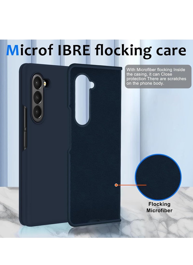 Generic - Liquid Silicone Case For Samsung Galaxy Z Fold5 5G, Slim Phone Case for Women Girls Soft Gel Rubber Ultra Thin Anti-Scratch Design Protective Cover for Samsung Z Fold 5 5G 7.6-inch (Blue) - Image 1