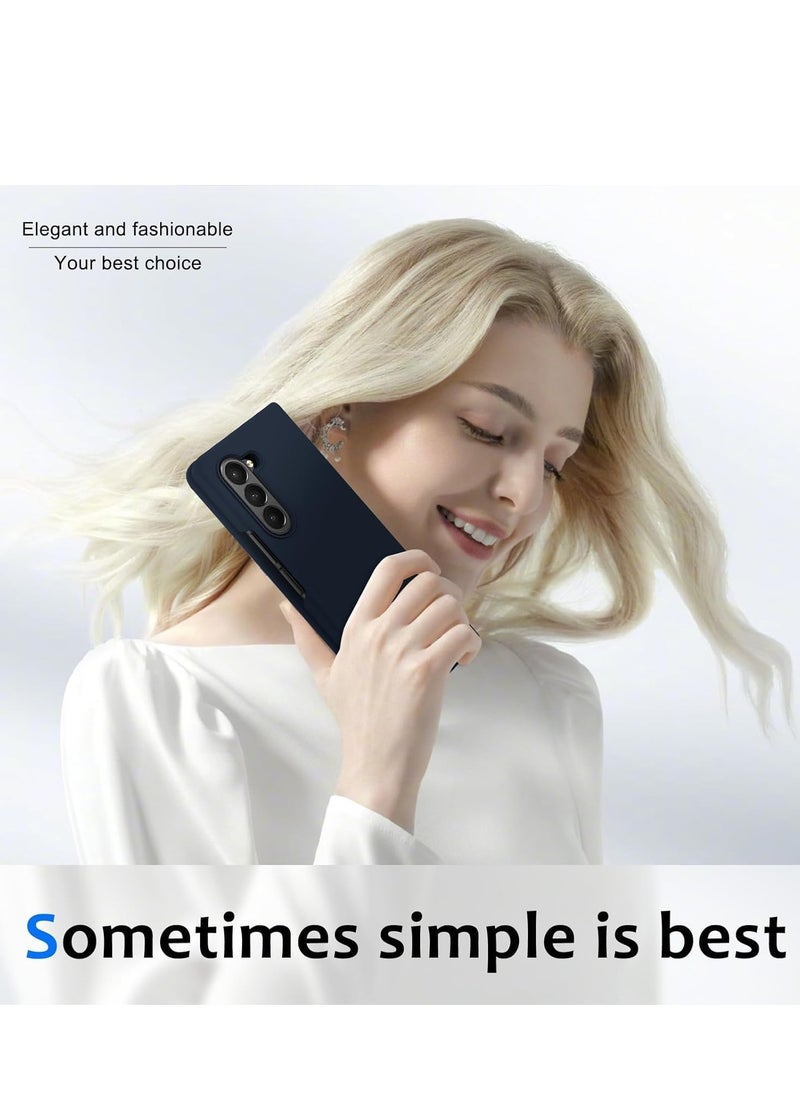 Generic - Liquid Silicone Case For Samsung Galaxy Z Fold5 5G, Slim Phone Case for Women Girls Soft Gel Rubber Ultra Thin Anti-Scratch Design Protective Cover for Samsung Z Fold 5 5G 7.6-inch (Blue) - Image 1