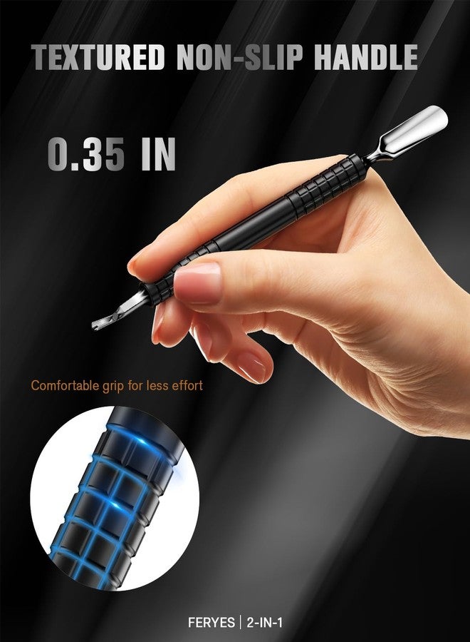 FERYES Cuticle Pusher with Fork, 2-in-1 Cuticle Remover Tool, Upgraded Stainless Steel Cuticle Trimmer Nail Care Tool for Manicures- Black(5.8 Inches） - Image 4