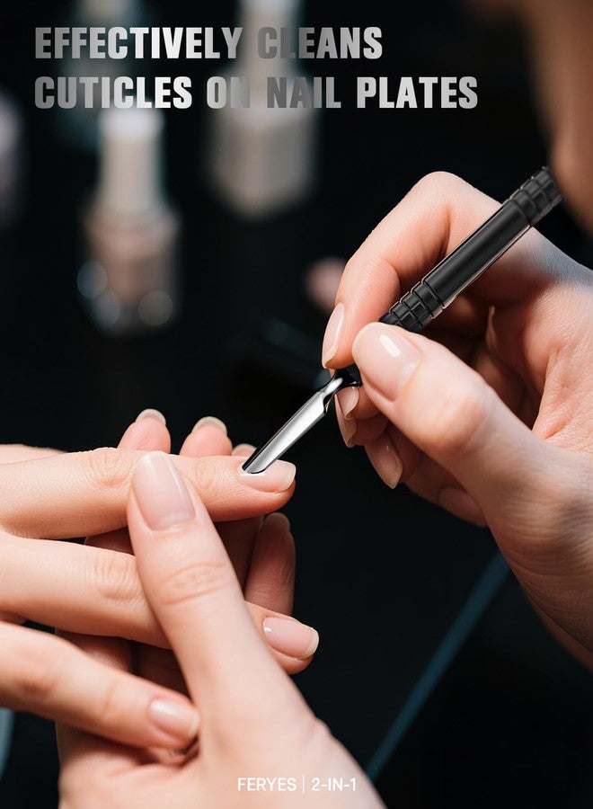 FERYES Cuticle Pusher with Fork, 2-in-1 Cuticle Remover Tool, Upgraded Stainless Steel Cuticle Trimmer Nail Care Tool for Manicures- Black(5.8 Inches） - Image 5