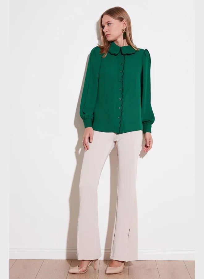 Lela Lela Collar Detail Regular Fit Chiffon Shirt Women's SHIRT 61114410