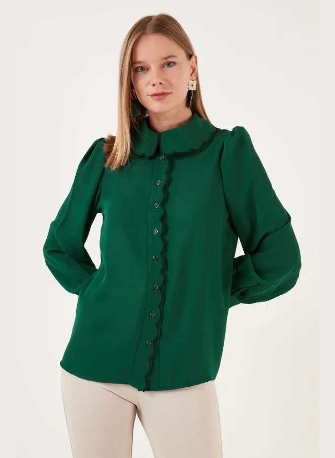 Lela Lela Collar Detail Regular Fit Chiffon Shirt Women's SHIRT 61114410