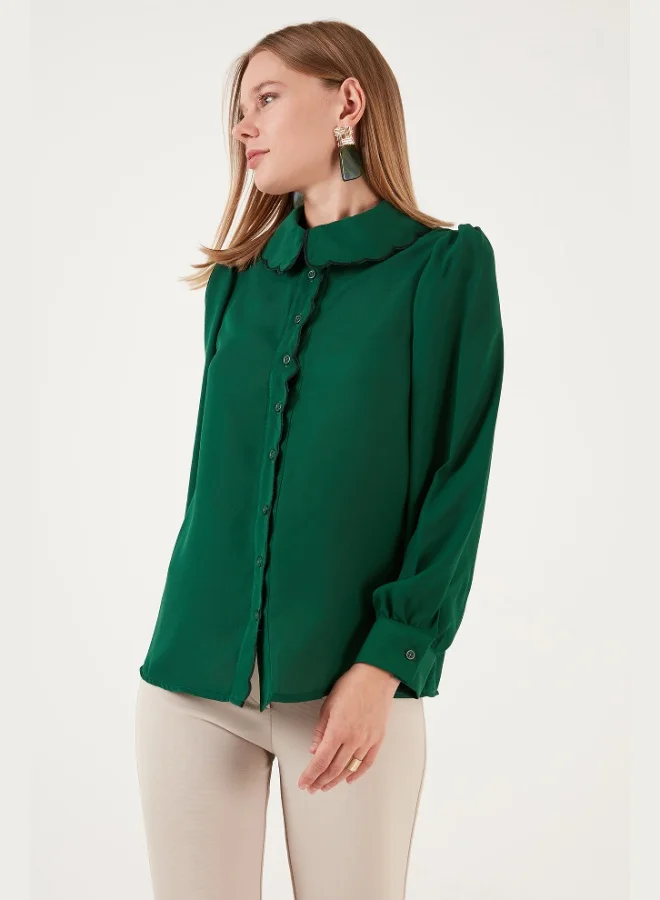 Lela Lela Collar Detail Regular Fit Chiffon Shirt Women's SHIRT 61114410