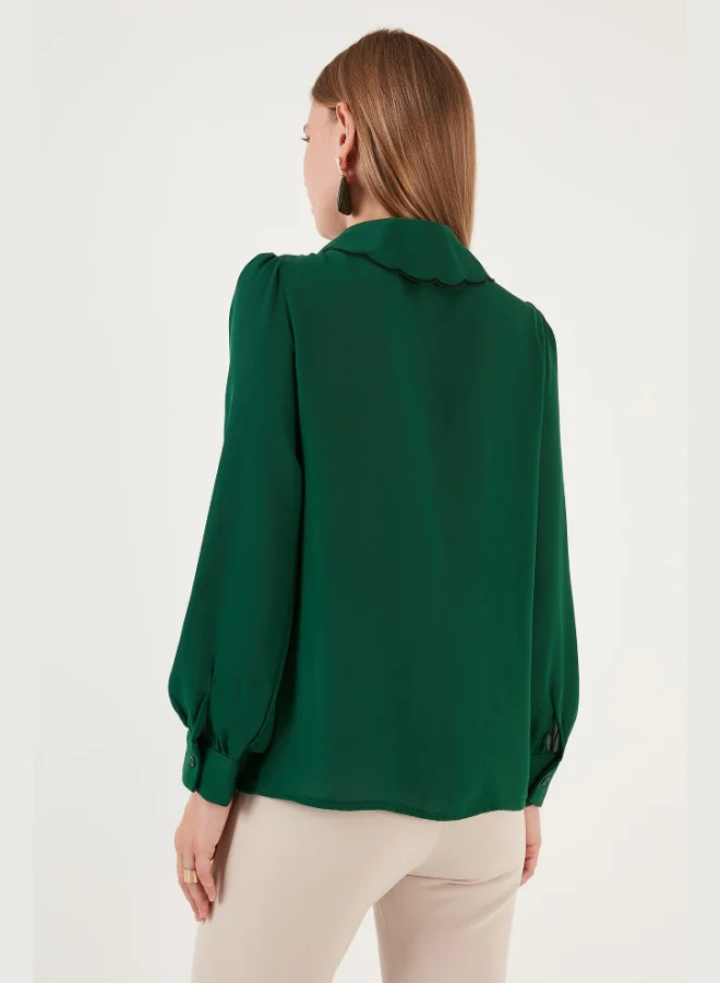 Lela Lela Collar Detail Regular Fit Chiffon Shirt Women's SHIRT 61114410