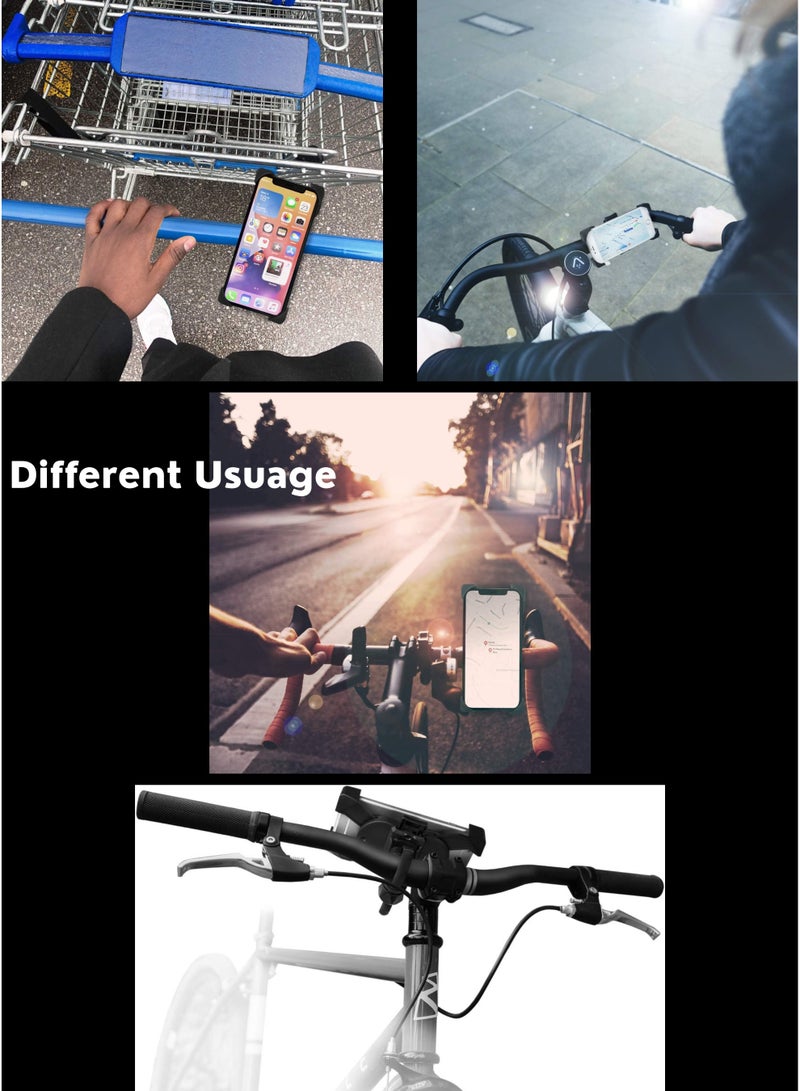 حامل هاتف للدراجات النارية والدراجات الهوائية - قفل سريع الربط والفك، مشبك مقود قابل للتعديل لأجهزة iPhone/Samsung مقاس 4.7-7 بوصة وغيرها (أسود) - Image 4