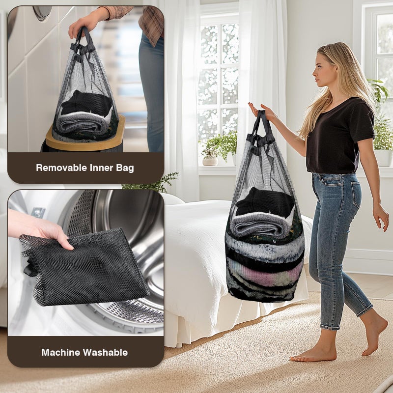 Bathola Slim Laundry Hamper with Lid, 60L Small Laundry Basket with Handles&Removable Bag, Thin Dirty Clothes Hampers for Laundry, Narrow Laundry Hampers for Bedroom Aesthetic, Dark Grey - Image 5