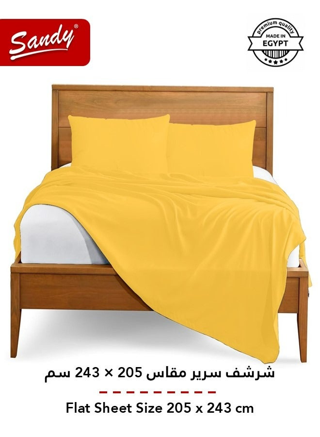 Sandy Premium Hotel Quality Flat Sheet and Pillow Cases, Bed Sheet 3 Pieces Set, Soft & Breathable and Cooling, Full Size 243 x 205 cm, Canary - Image 3