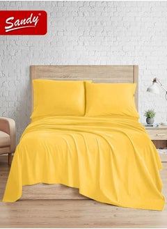 Sandy Sandy Premium Hotel Quality Flat Sheet and Pillow Cases, Bed Sheet 3 Pieces Set, Soft & Breathable and Cooling, Full Size 243 x 205 cm, Canary  - Image 1