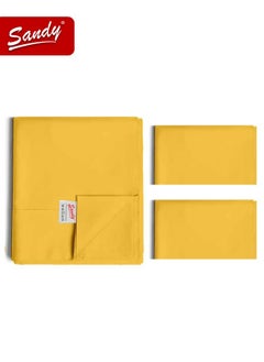Sandy Sandy Premium Hotel Quality Flat Sheet and Pillow Cases, Bed Sheet 3 Pieces Set, Soft & Breathable and Cooling, Full Size 243 x 205 cm, Canary  - Image 2