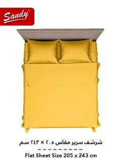 Sandy Sandy Premium Hotel Quality Flat Sheet and Pillow Cases, Bed Sheet 3 Pieces Set, Soft & Breathable and Cooling, Full Size 243 x 205 cm, Canary  - Image 3