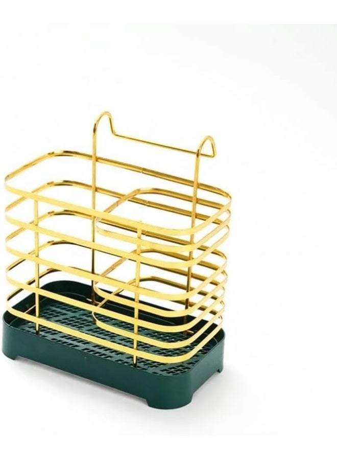 Next Store Metal Two-Compartment Cutlery Drainer with Drip Tray – Kitchen Cutlery Organizer - Image 1