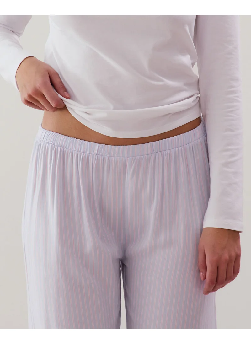 UNDIZ Straight-leg trousers in blue striped viscose