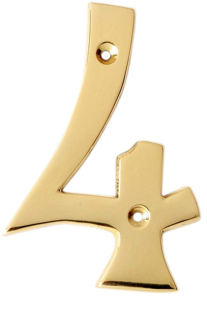 ESPLANADE Brass House Hotel Door Number 4 Inch - No 4 (Four) - Image 1
