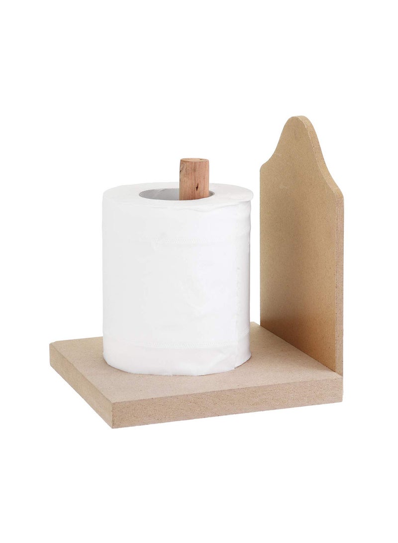 GGOOT Toilet Loo Wooden Roll Paper Holder Bathroom Wall Mounted Roll Storage Rack Tissue Box - Image 1