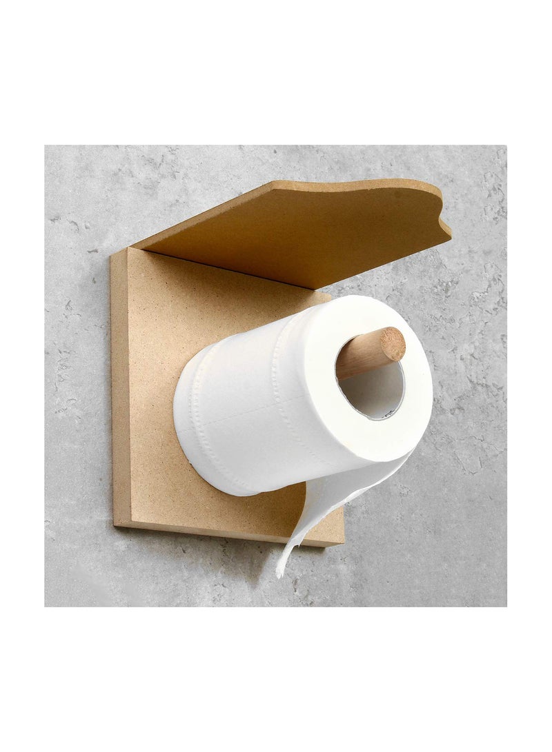 GGOOT Toilet Loo Wooden Roll Paper Holder Bathroom Wall Mounted Roll Storage Rack Tissue Box - Image 5