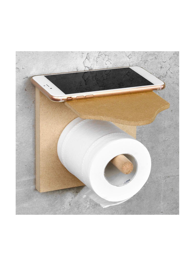 GGOOT Toilet Loo Wooden Roll Paper Holder Bathroom Wall Mounted Roll Storage Rack Tissue Box - Image 2