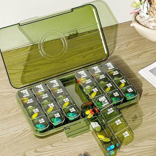 Sangpri Weekly Pill Organizer 7 Day, 3 Times a Day | Portable Travel Pill Box with Compartments | Medicine Case for Vitamin, Pills, Supplements - Image 3