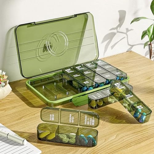 Sangpri Weekly Pill Organizer 7 Day, 3 Times a Day | Portable Travel Pill Box with Compartments | Medicine Case for Vitamin, Pills, Supplements - Image 2