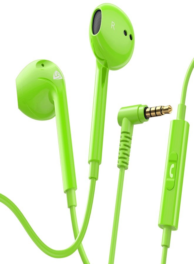 LUDOS Zenith Headphones, 2-Year Warranty, Wired In-Ear Earphones, Headphones with Microphone, Compatible with Samsung, Huawei, iPhone, MP3 Players and Tablets - Green - Image 1